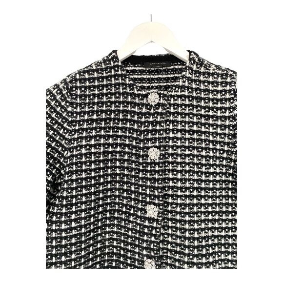 Ann Taylor Size Medium Textured Stitch Sweater Jacket Rhinestone Buttons $149 - Picture 7 of 14